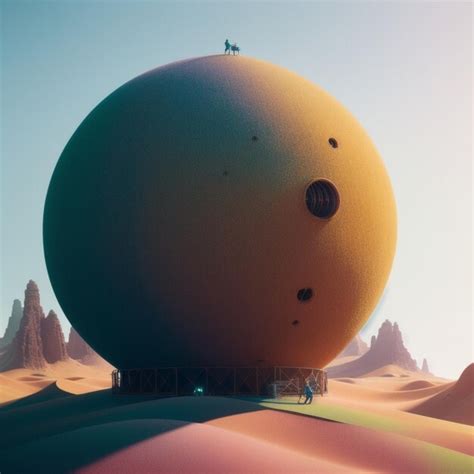 Premium Ai Image A Large Orange Ball With A Man On Top Of It