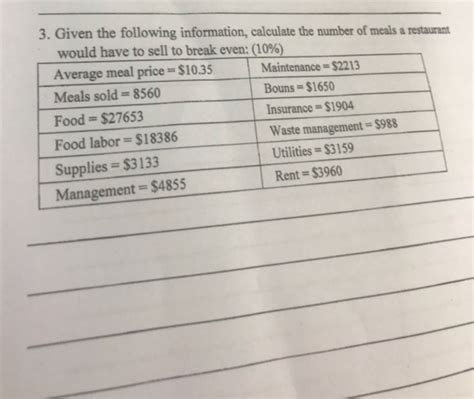 Solved 3 Given The Following Information Calculate The Chegg