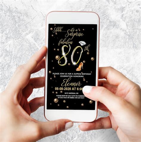 Electronic 80th Birthday Invitation 80th Birthday Etsy