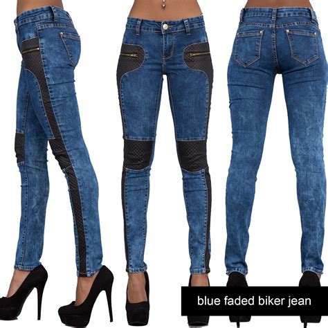 New Ladies Sexy Low Rise Faded Blue Skinny Jeans Slim Fit Stretch Pant Size 6 14 Ebay