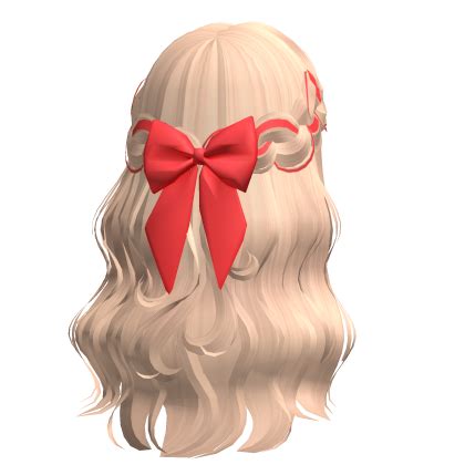 Soft Flowy Half Up Braid Hair W Red Bow Blonde Roblox
