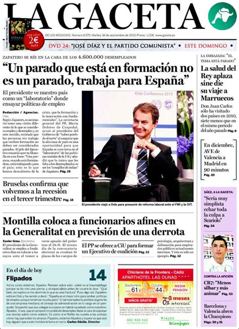 Periódico La Gaceta España Periódicos De España Edición De Martes