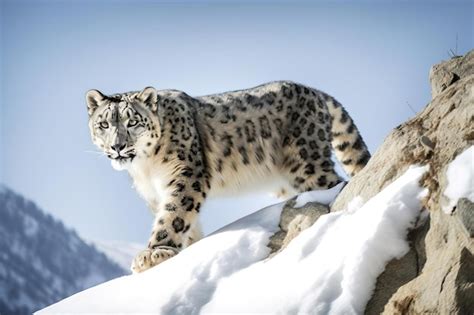 Premium AI Image | Enchanting Snow Leopard Stalking the Himalayan Mountains