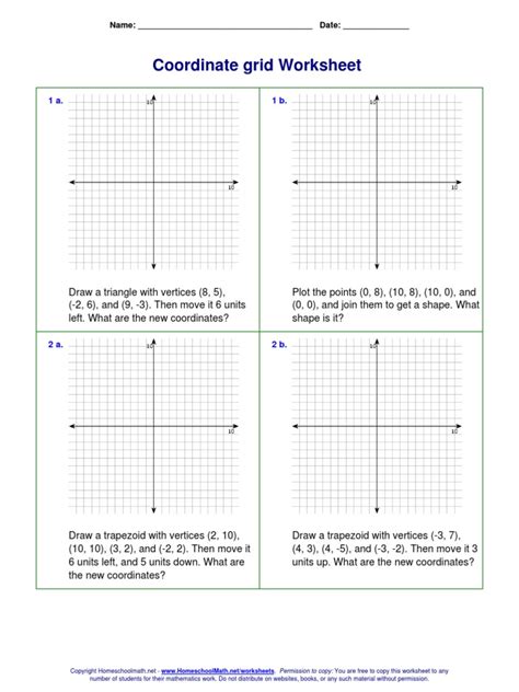 Coordinate Grid Worksheet Name Date Pdf Shape Geometric Worksheets Library