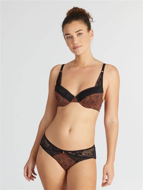 Culotte De Microfibra Y Encaje Envie De Lingerie Camello Negro