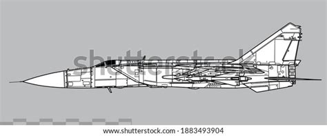 Mikoyan Mig 25p Foxbat A Vector Drawing Supersonic Stock Vector