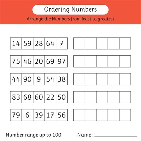 Faire L Ordre Des Nombres Sur La Feuille De Travail Arranger Les