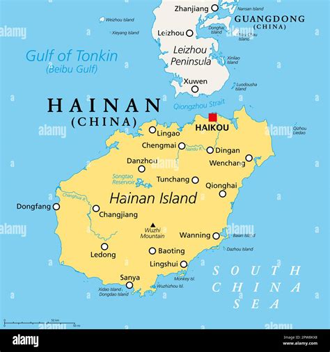 Hainan Southernmost Province Of China PRC Political Map Stock Vector