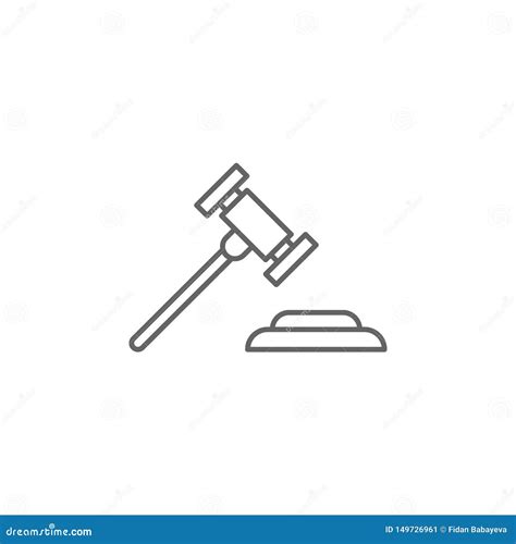 Justice Gavel Outline Icon Elements Of Law Illustration Line Icon