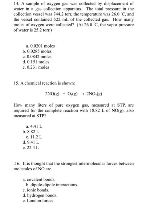 Solved A Sample Of Oxygen Gas Was Collected By Chegg