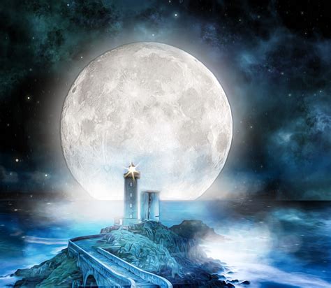 Download Lighthouse, Moon, Ocean. Royalty-Free Stock Illustration Image - Pixabay