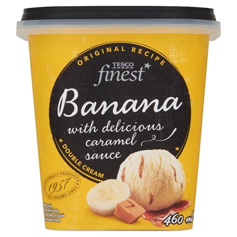 Tesco Finest Banana Ice Cream With Delicious Caramel Sauce 460 Ml