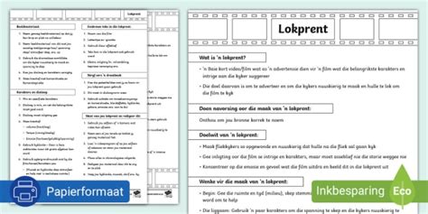 Lokprent Graad 9 Projek Afrikaans EAT Teacher Made