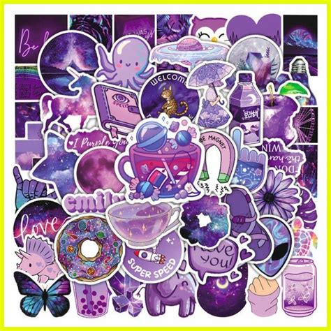 Hot Sale Ungu Purple Aesthetic Sticker Pack Style Cool Cute