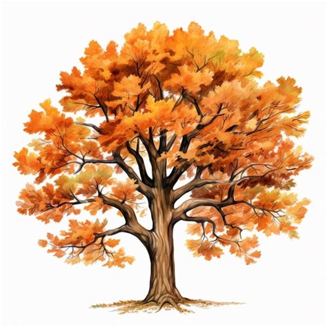 Premium Ai Image A Painting Of A Tree With Orange Leaves On It