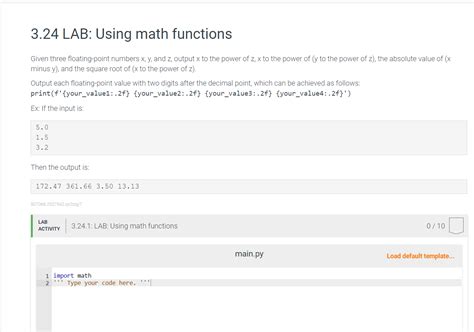 3 24 LAB Using Math Functions Given Three Chegg