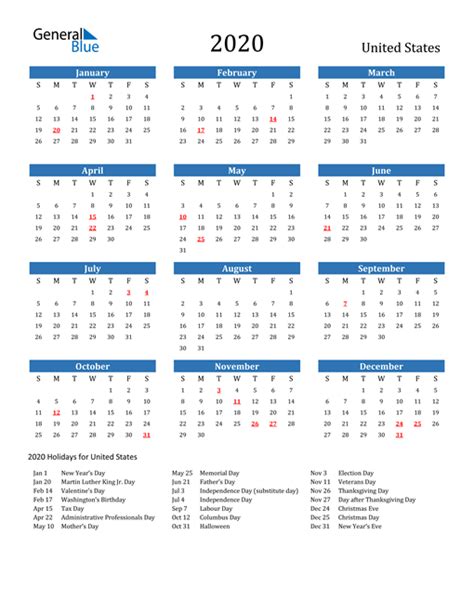 2021 Calendar Printable With Holidays Usa