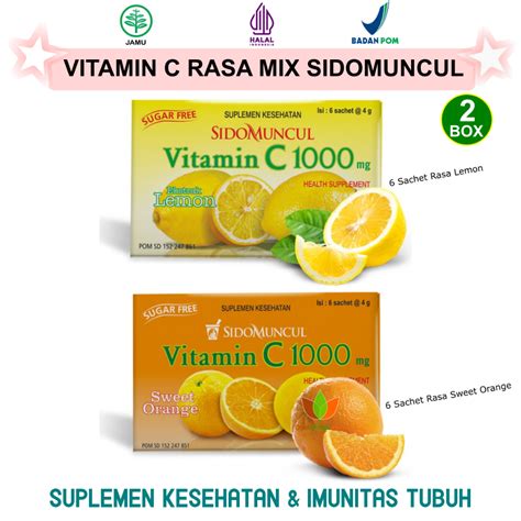 Jual 12 SACHET SIDOMUNCUL VITAMIN C 1000 MG MIX RASA LEMON SWEET