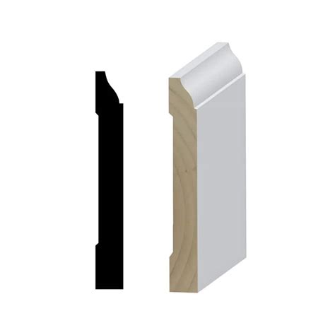 RESO 620 9/16 in.D x 4 1/4 in. W x 96 in. L Primed Pine Finger-Joined Pine Wood Baseboard ...