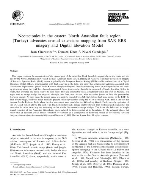 (PDF) Neotectonics in the eastern North Anatolian Fault region (Turkey ...