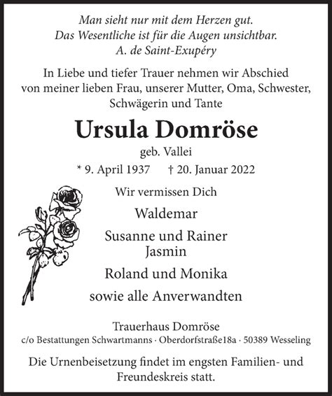 Traueranzeigen von Ursula Domröse WirTrauern