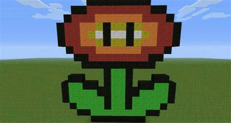 Mario Fireball Flower Minecraft Pixel Art By Slyfoxbella On Deviantart