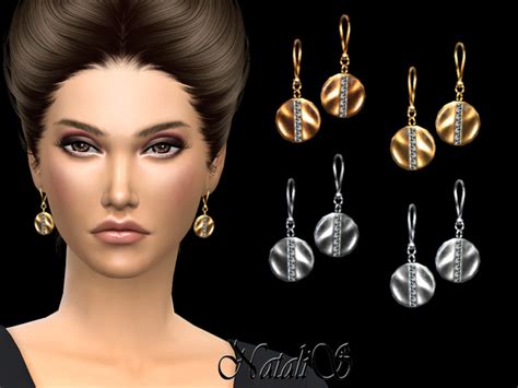 The Sims Resource NataliS Disc With Crystals Drop Earrings