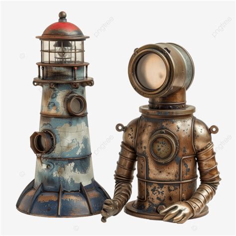 Nautical Lighthouse And Vintage Diver Helmet Nautical Diving Helmet