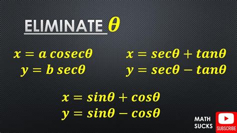 Eliminate theta θ in Trigonometry Equations Part 8 Math Sucks YouTube