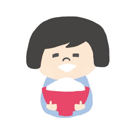 ご飯が入ったお茶碗を持つ女の子のかわいいイラスト画像素材（無料 フリー）