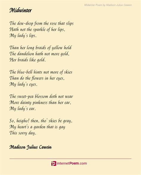 Midwinter Poem by Madison Julius Cawein