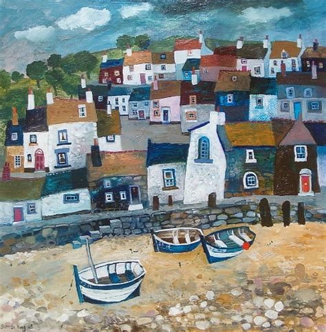 Harbour With Three Boats Brenda King Seaside Art Landscape Art