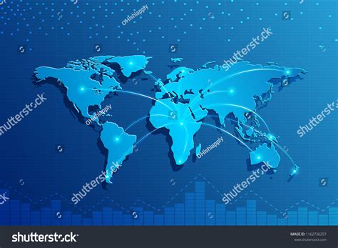 World Map Communications Network Vector Stock Vector Royalty Free