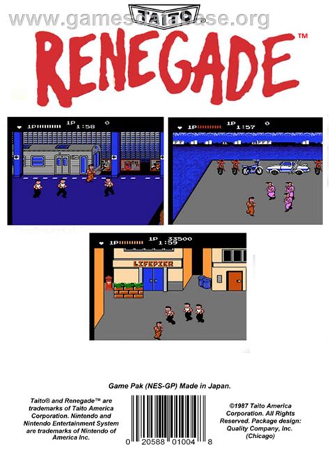 Renegade - Nintendo NES - Artwork - Box Back