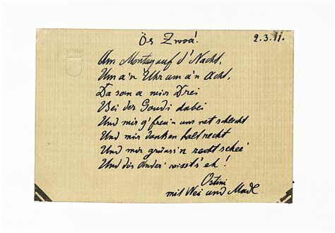 Eigenh Gedichtmanuskript Briefgedicht Zeilen Mit U By Ostini