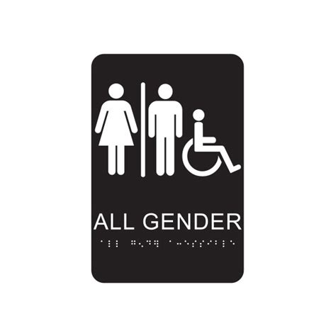 Plastic Accessible All Gender Restroom Signs 6 X 9 Braille Tactile