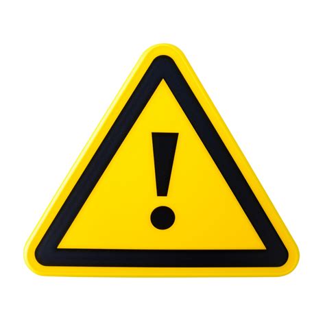 yellow warning sign  exclamation point isolated  transparent