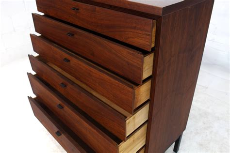 Oiled Walnut Bookmached Six Drawers High Chest Dresser On Bracket Legs