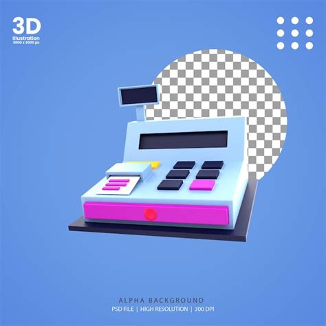 D Render Caja Registradora Ilustraci N Archivo Psd Premium