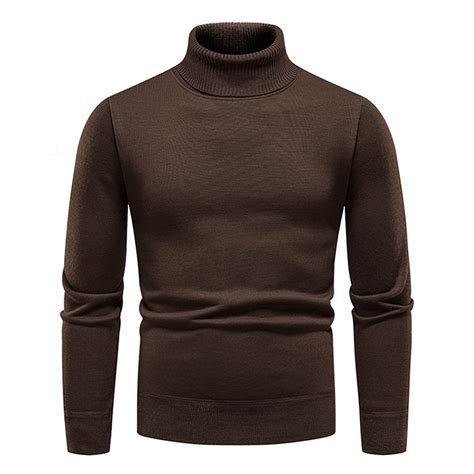 Vsssj Mens Cashmere Knit Sweaters Relaxed Fashion Solid Color Turtleneck Long Sleeve Top Blouse