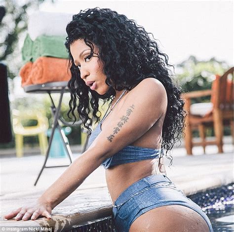 Nicki Minaj Oozes Sex Appeal In Denim Bra And High Rise Shorts From The