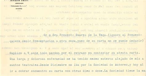 Autógrafos de Presentación Suárez de la Vega Carta Joaquín Abati