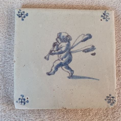 Rare Antique Tile With Playing Cupid Earthenware Catawiki