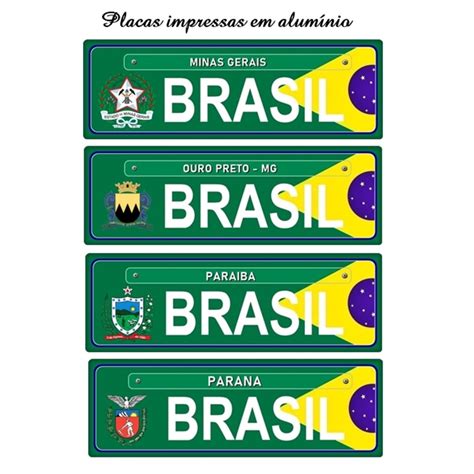 Placa de Carro Decorativa em alumínio BRASIL BRASÃO Elo7