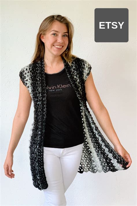 Pdf Pattern On Etsy To Crochet Your Own Sleevess Crochet Vest Etsy