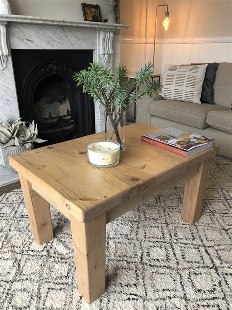 Rustic Coffee Table With Thick Reclaimed Wood Top And Chunky Etsy