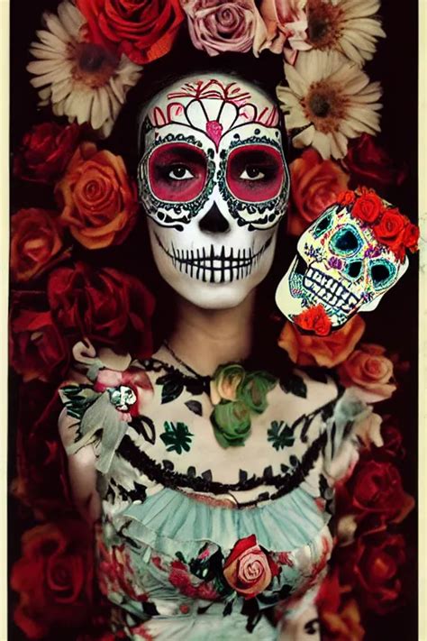 Illustration Of A Sugar Skull Day Of The Dead Girl Stable Diffusion