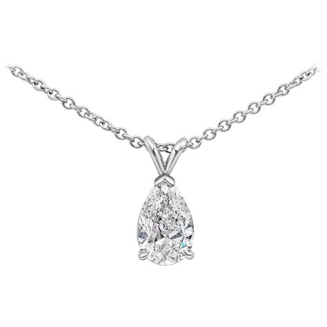 Pear Shape Rose Cut Diamond Platinum Pendant Carat For Sale At