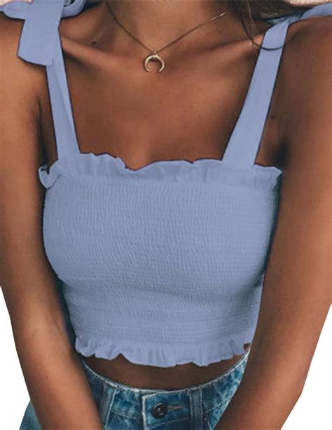 Kamissy Frill Smocked Crop Tank Top Sexy Crop Tops On Amazon Popsugar Fashion Photo 8