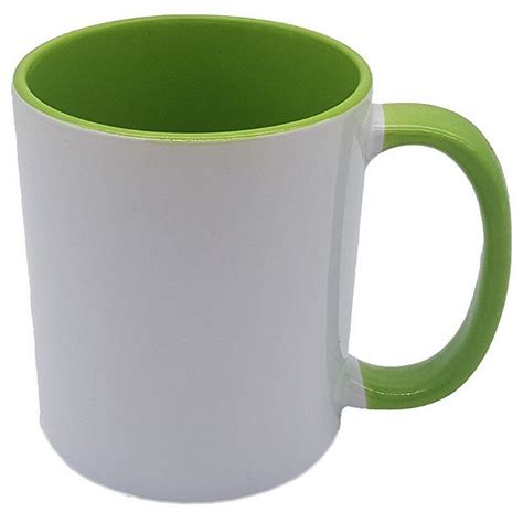 Caneca para Sublimação branca Interior e alça verde claro Império